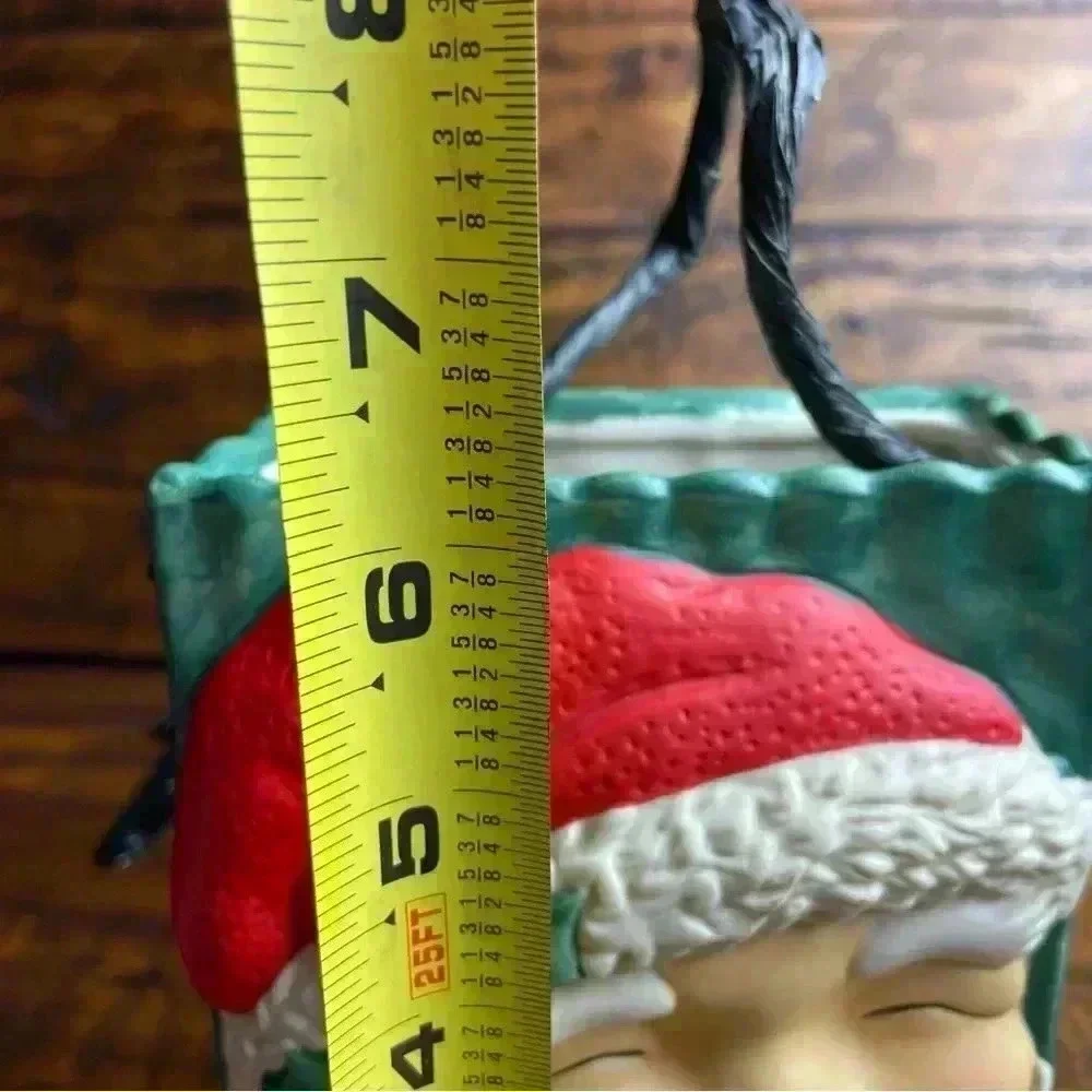 Vintage Christmas Ceramic Santa Face‎ Gift Bag/planter/candy bag